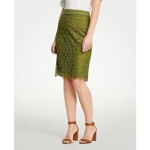 Ann Taylor Pencil Olive Green Floral Lace
Overlay